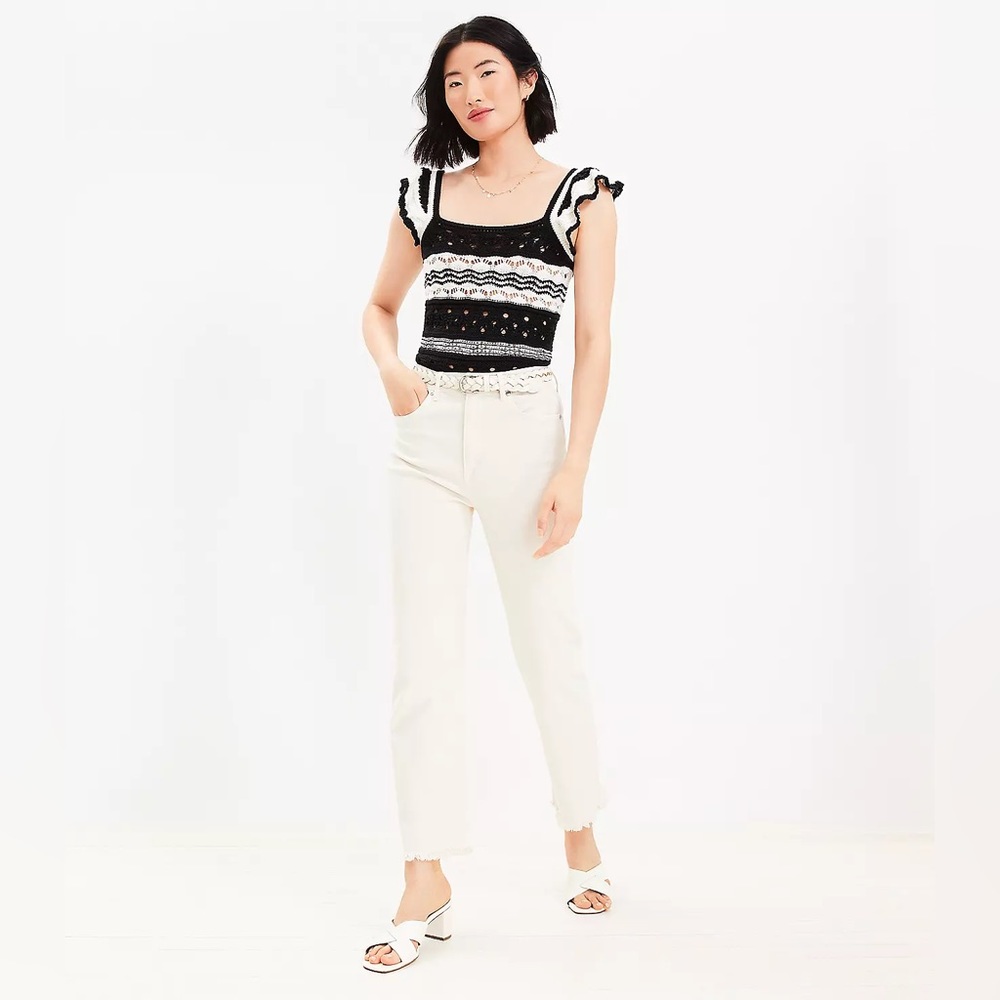 Loft High Rise Relaxed Straight Jeans with Raw Hem in Popcorn - 28x29 - Picture 3 of 12